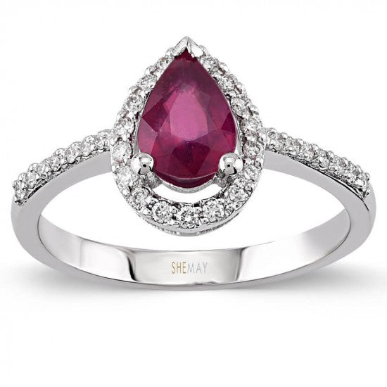 Пръстен с рубин и диаманти 1.27 карата